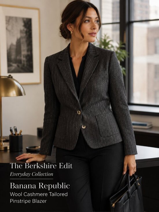 Banana Republic Jackets & Blazers - Banana Republic Wool Cashmere Pinstripe Blazer Gray Tailored Jacket Sz 2